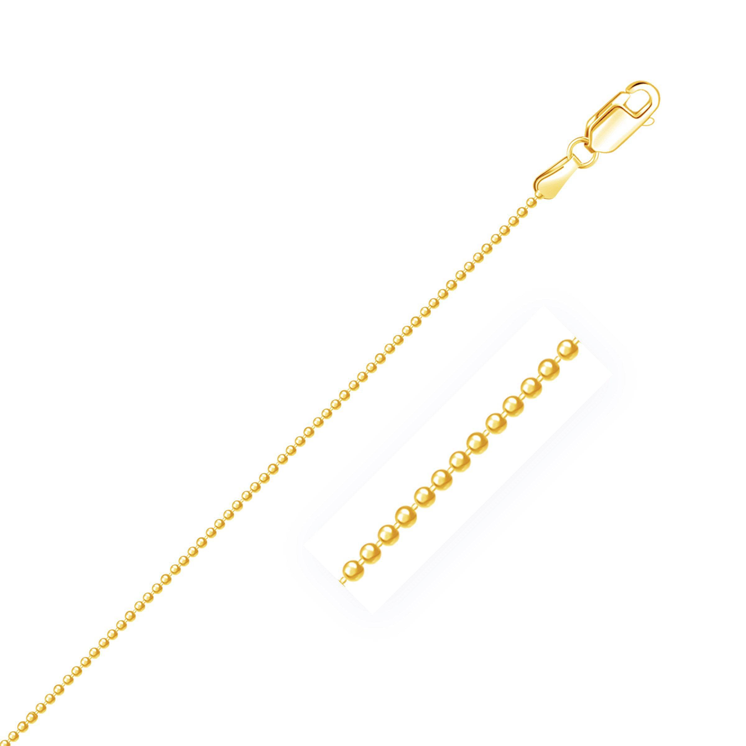 14k Yellow Gold Diamond-Cut Bead Chain (1.10 mm) - Forever in Harmony