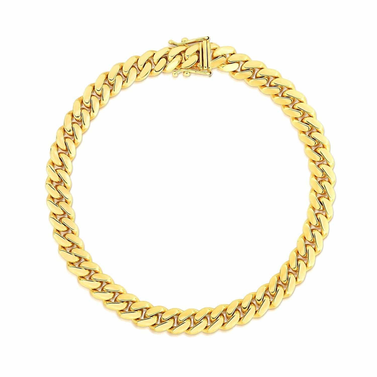 10k Yellow Gold Classic Miami Cuban Solid Bracelet (7.10 mm) |