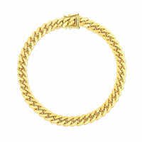 10k Yellow Gold Classic Miami Cuban Solid Bracelet (7.10 mm) | - Forever in Harmony