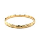 14k Yellow Gold Domed Bangle with a Weave Motif (6.00 mm) | - Forever in Harmony