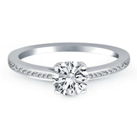 14k White Gold Channel Set Cathedral Engagement Ring - Forever in Harmony