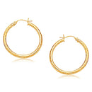 14k Yellow Gold Hoop Earring with Diamond-Cut Finish (3x30mm) - Forever in Harmony