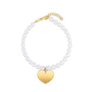 14k Yellow Gold Pearl Heart Charm Bracelet | 8 - Forever in Harmony