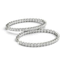 Oval Shape Two Sided Diamond Hoop Earrings in 14k White Gold (2 cttw) - Forever in Harmony