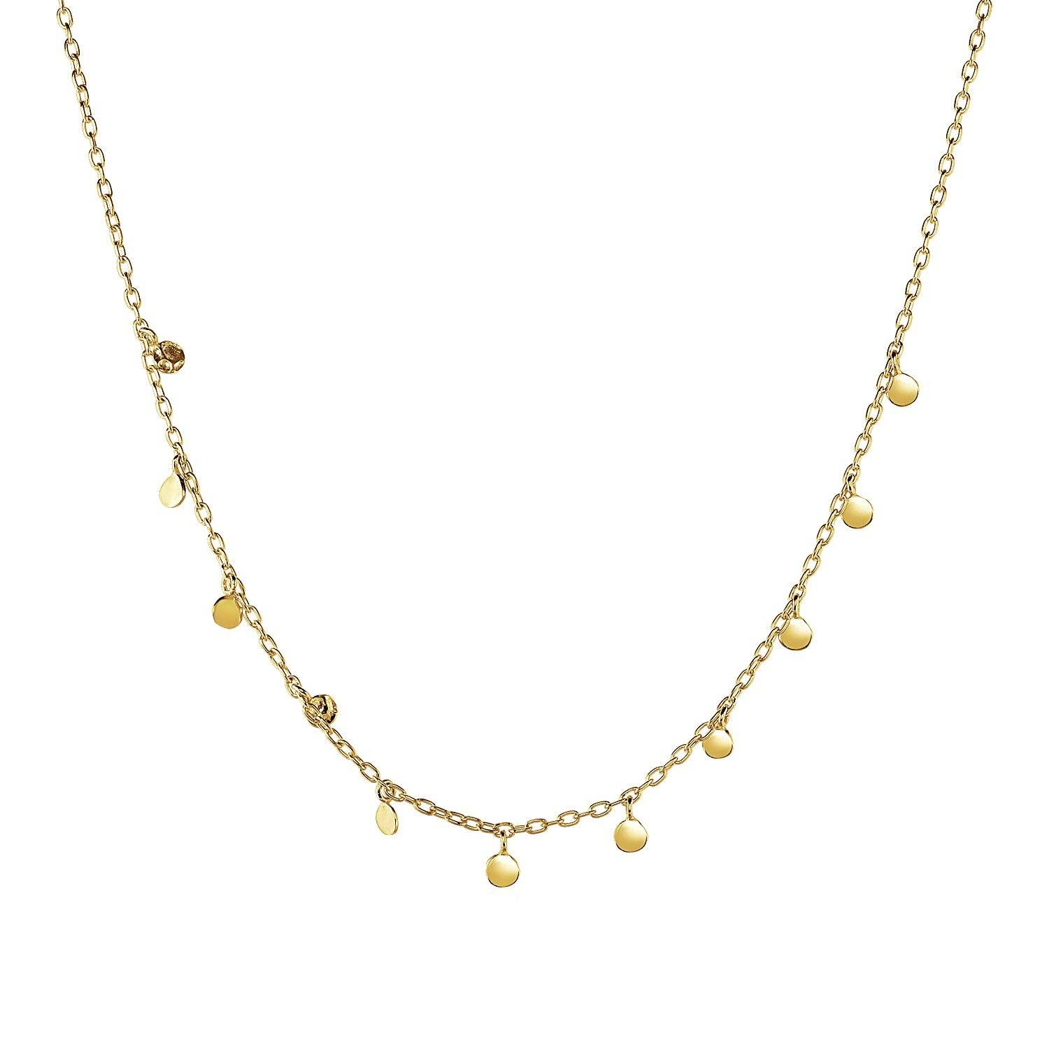 Choker Necklace with Hammered Beads in 14k Yellow Gold - Forever in Harmony