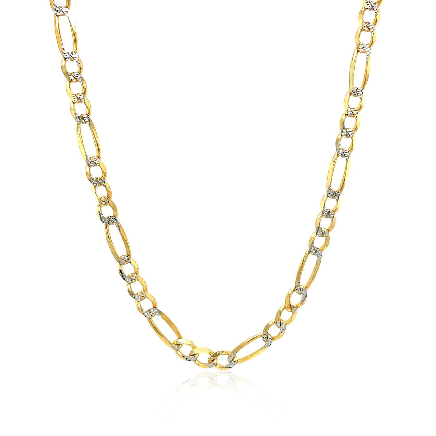 14K Yellow Gold Solid Pave Figaro Chain (3.80 mm) - Forever in Harmony