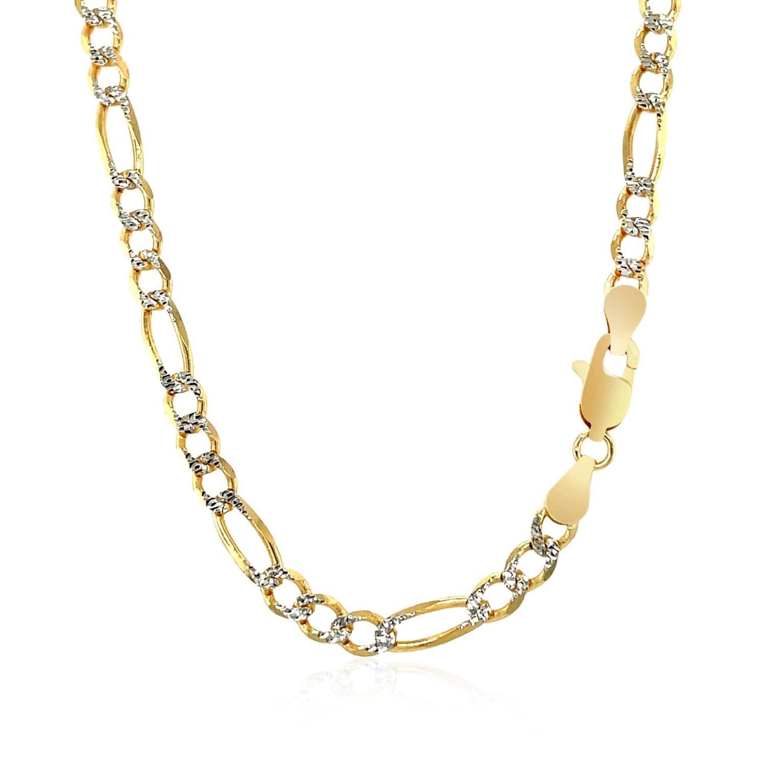 14K Yellow Gold Solid Pave Figaro Chain (3.80 mm) - Forever in Harmony