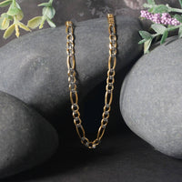 14K Yellow Gold Solid Pave Figaro Chain (3.80 mm) - Forever in Harmony