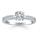 14k White Gold Cathedral Engagement Ring with Pave Diamonds - Forever in Harmony