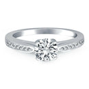 14k White Gold Cathedral Engagement Ring with Pave Diamonds - Forever in Harmony