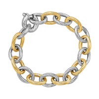 18k Yellow Gold and Sterling Silver Rhodium Plated Diamond Cut Chain Bracelet | - Forever in Harmony