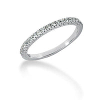 14k White Gold Engraved Fishtail V Pave Diamond Wedding Ring Band - Forever in Harmony