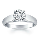 14k White Gold Tapered Cathedral Solitaire Engagement Ring - Forever in Harmony