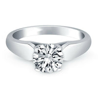 14k White Gold Tapered Cathedral Solitaire Engagement Ring - Forever in Harmony