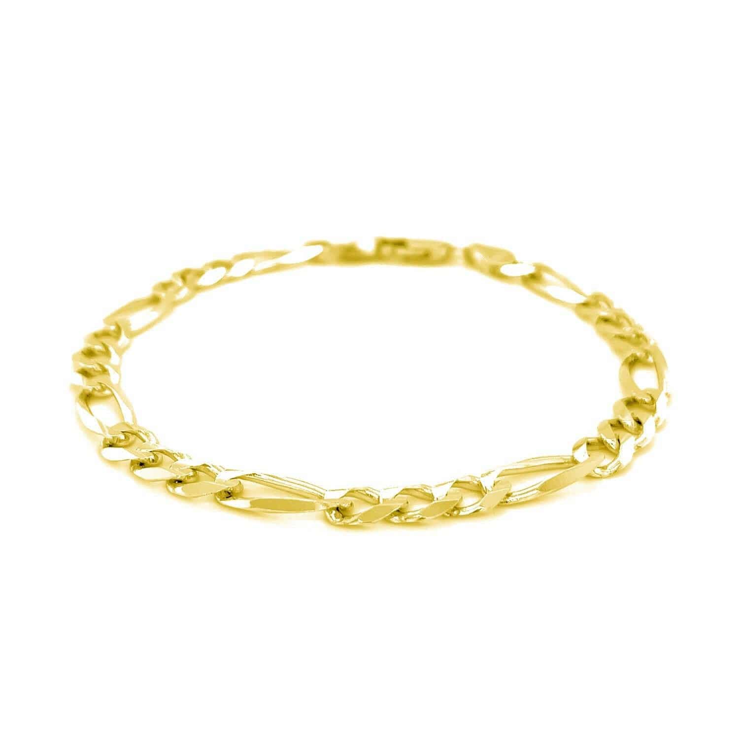 14k Yellow Gold Solid Figaro Bracelet (6.00 mm) | - Forever in Harmony