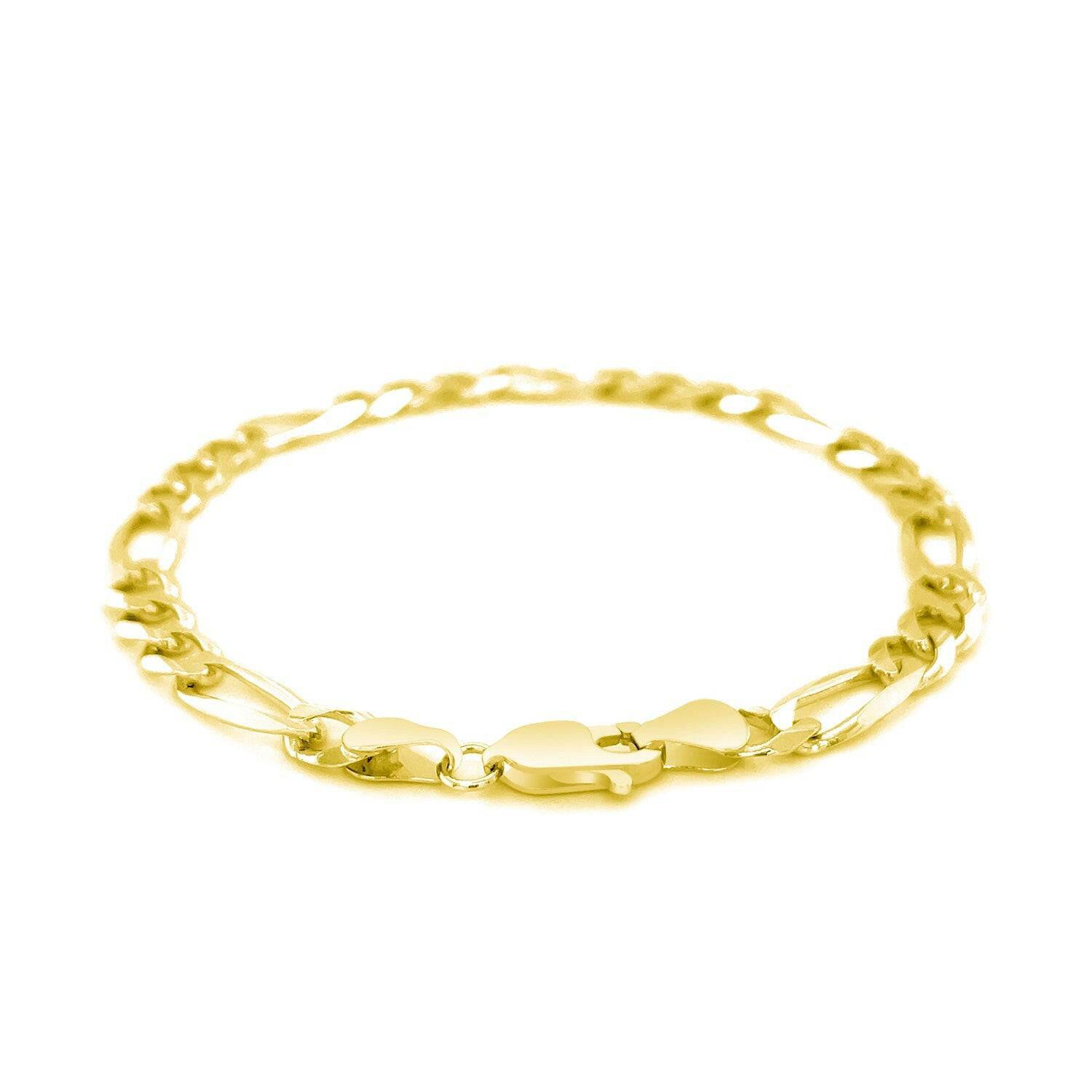 14k Yellow Gold Solid Figaro Bracelet (6.00 mm) | - Forever in Harmony