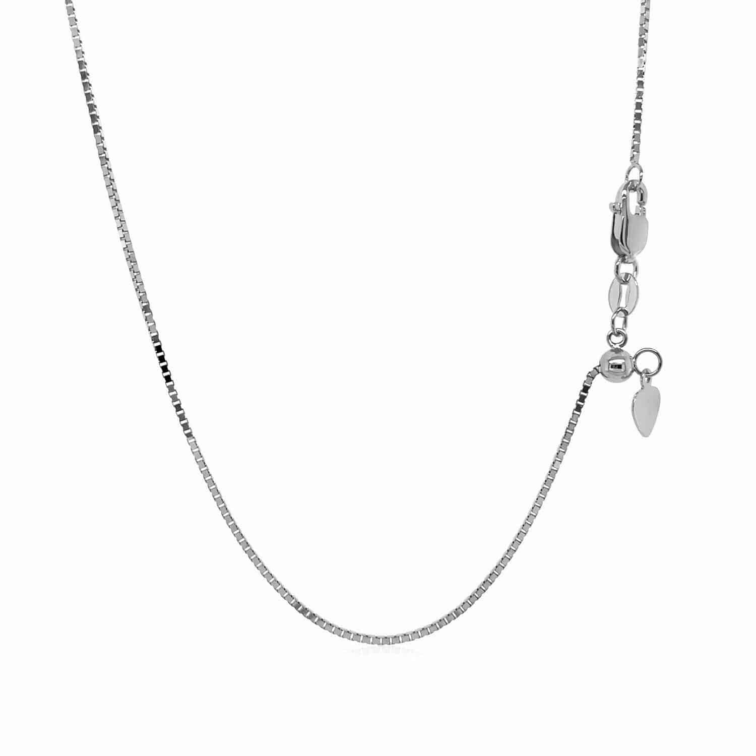 14k White Gold Adjustable Box Chain (0.85 mm) | - Forever in Harmony