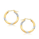 14k Two Tone Gold Polished Hoop Earrings (3x20mm) - Forever in Harmony