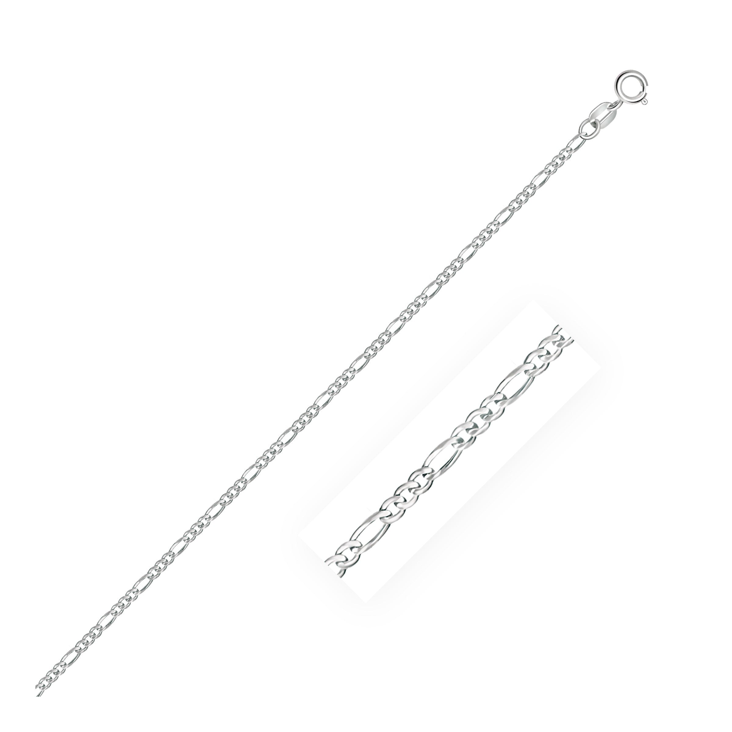 14k White Gold Solid Figaro Chain (1.90 mm)