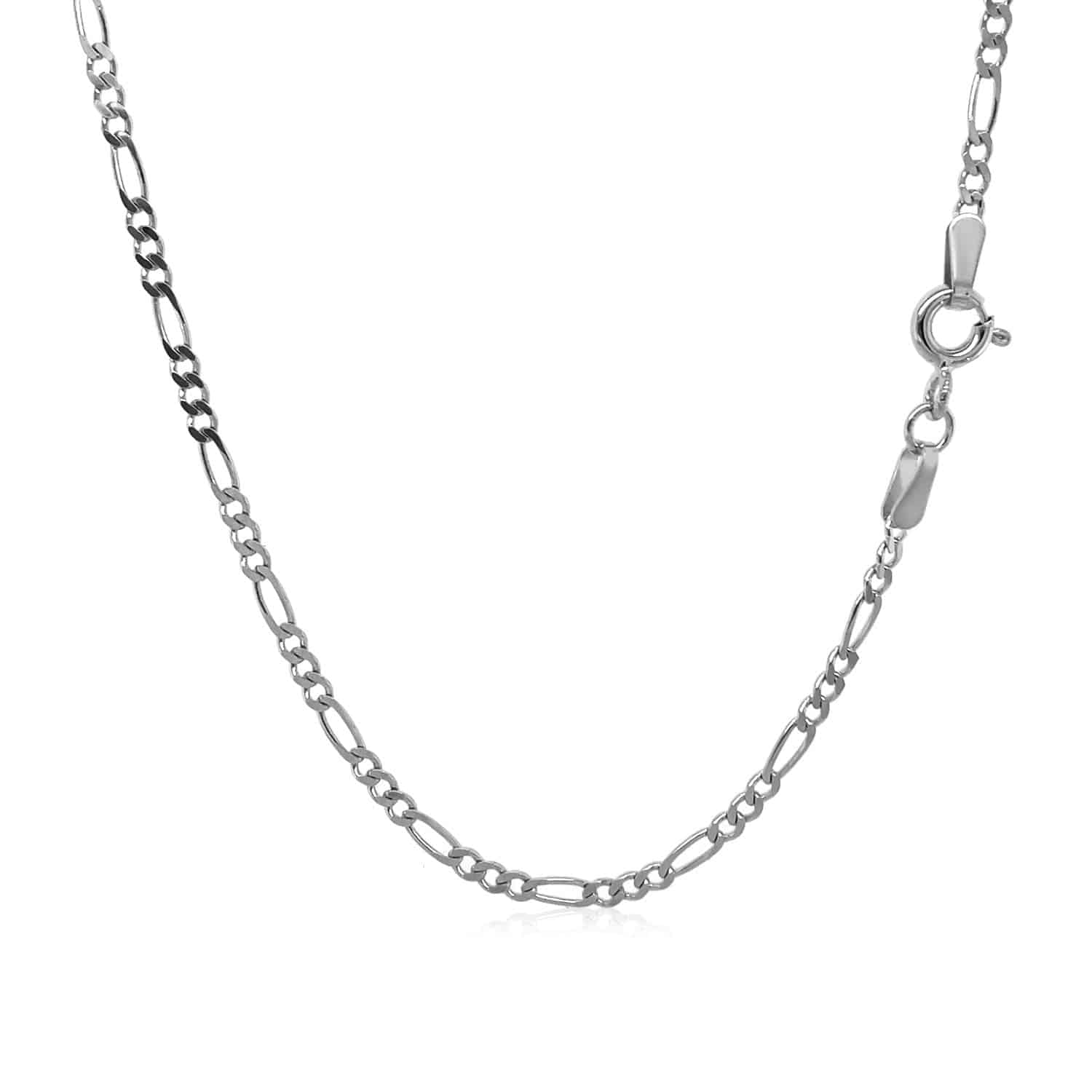 14k White Gold Solid Figaro Chain (1.90 mm) - Forever in Harmony