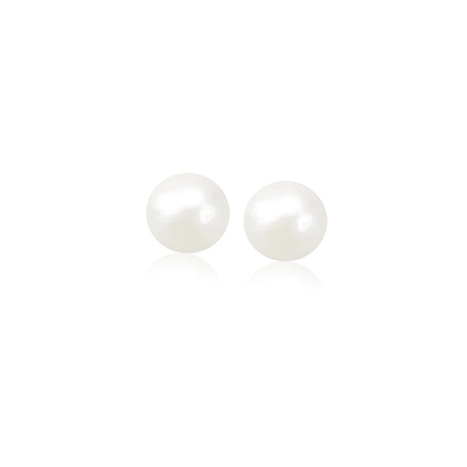 14k Yellow Gold Freshwater Cultured White Pearl Stud Earrings (6mm) - Forever in Harmony