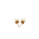 14k Yellow Gold Freshwater Cultured White Pearl Stud Earrings (6mm) - Forever in Harmony