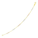 14k Tri Color Gold Station Bracelet with Textured Beads (2.10 mm) | - Forever in Harmony