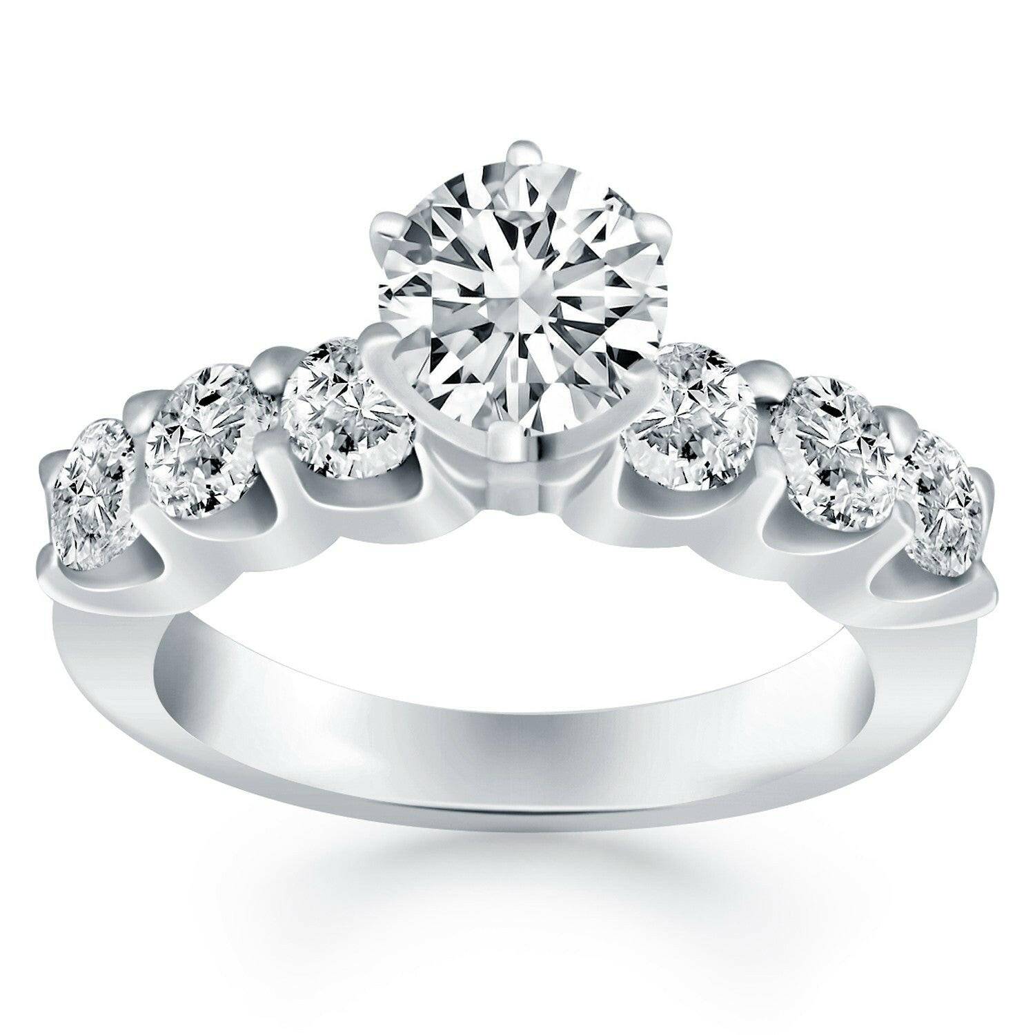 14k White Gold Shared Prong Diamond Engagement Ring