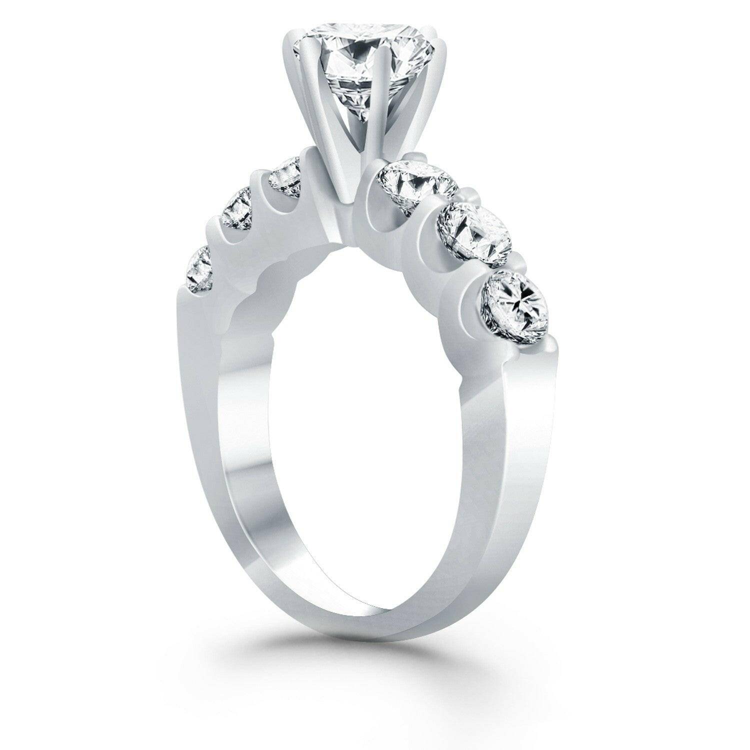 14k White Gold Shared Prong Diamond Engagement Ring - Forever in Harmony