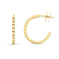 14k Yellow Gold Brick Omega Hoop Earrings - Forever in Harmony