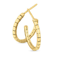 14k Yellow Gold Brick Omega Hoop Earrings - Forever in Harmony