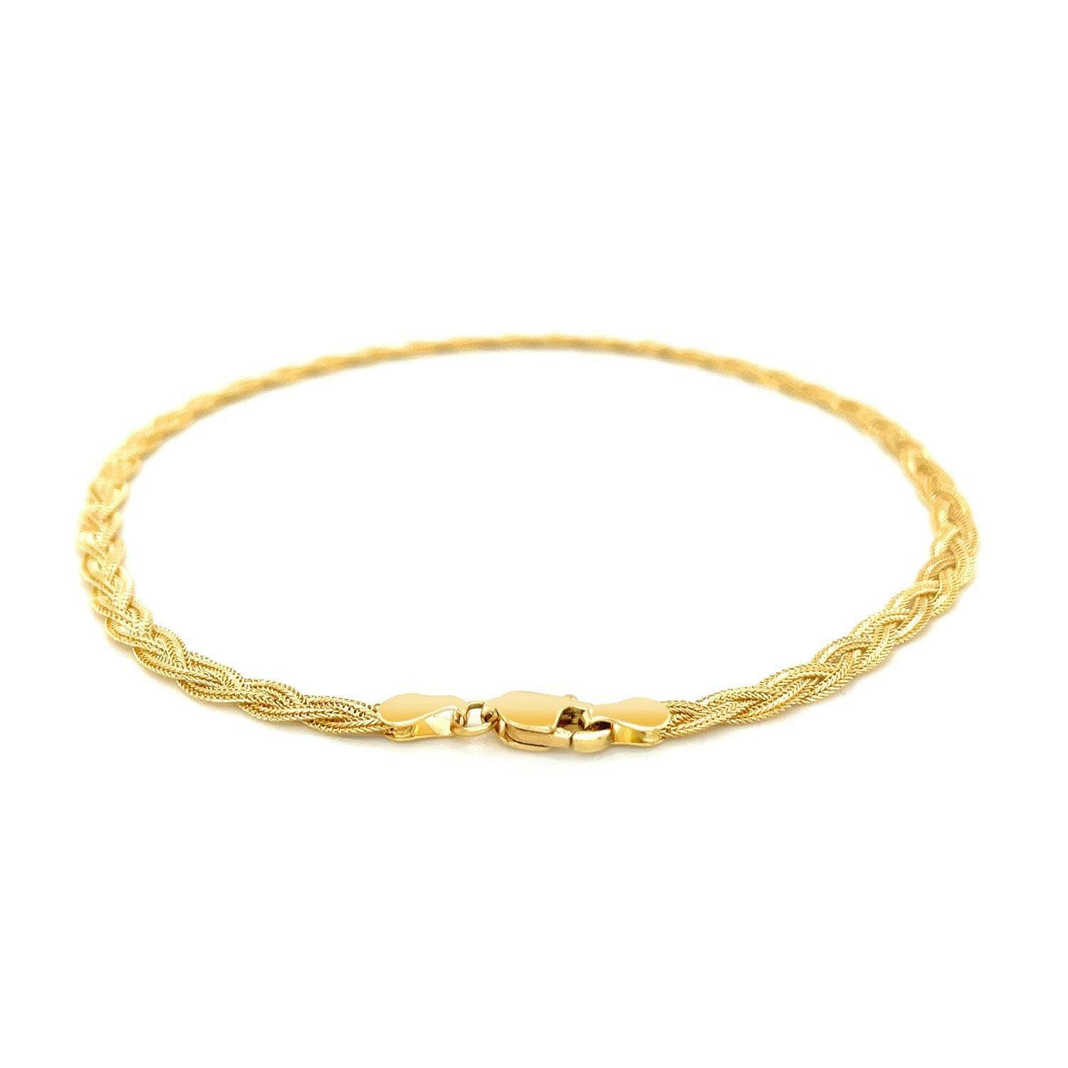 14k Yellow Gold Braided Bracelet  (3.50 mm) | - Forever in Harmony