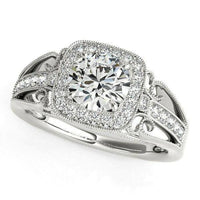 14k White Gold Baroque Shank Style Cut Diamond Engagement Ring (1 1/4 cttw) - Forever in Harmony