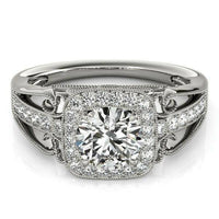 14k White Gold Baroque Shank Style Cut Diamond Engagement Ring (1 1/4 cttw) - Forever in Harmony