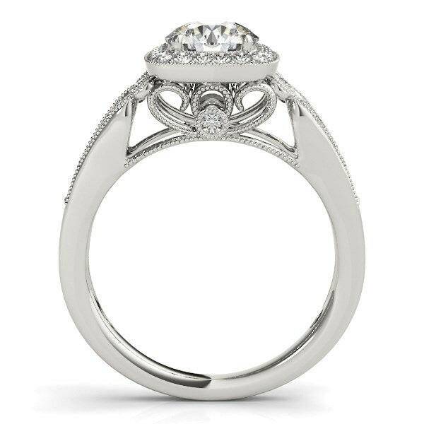 14k White Gold Baroque Shank Style Cut Diamond Engagement Ring (1 1/4 cttw) - Forever in Harmony