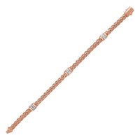 Polished Woven Rope Bracelet with Diamond Accents in 14k Rose Gold - Forever in Harmony