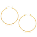 14k Yellow Gold Fancy Diamond Cut Extra Large Hoop Earrings (2x45mm) - Forever in Harmony