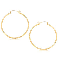 14k Yellow Gold Fancy Diamond Cut Extra Large Hoop Earrings (2x45mm) - Forever in Harmony