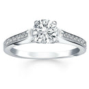 1/2 Carat Round Diamond with Pave Diamonds Classic Cathedral engagement ring - Forever in Harmony