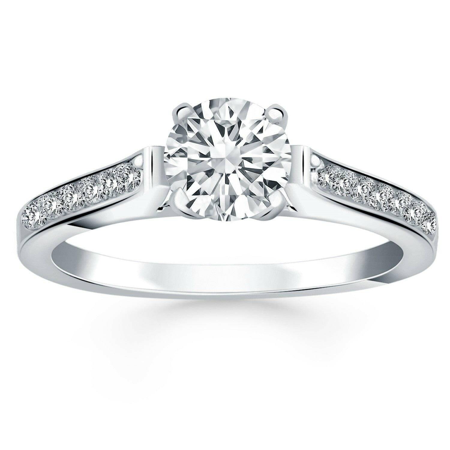 1/2 Carat Round Diamond with Pave Diamonds Classic Cathedral engagement ring