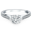 1/2 Carat Round Diamond with Pave Diamonds Classic Cathedral engagement ring - Forever in Harmony