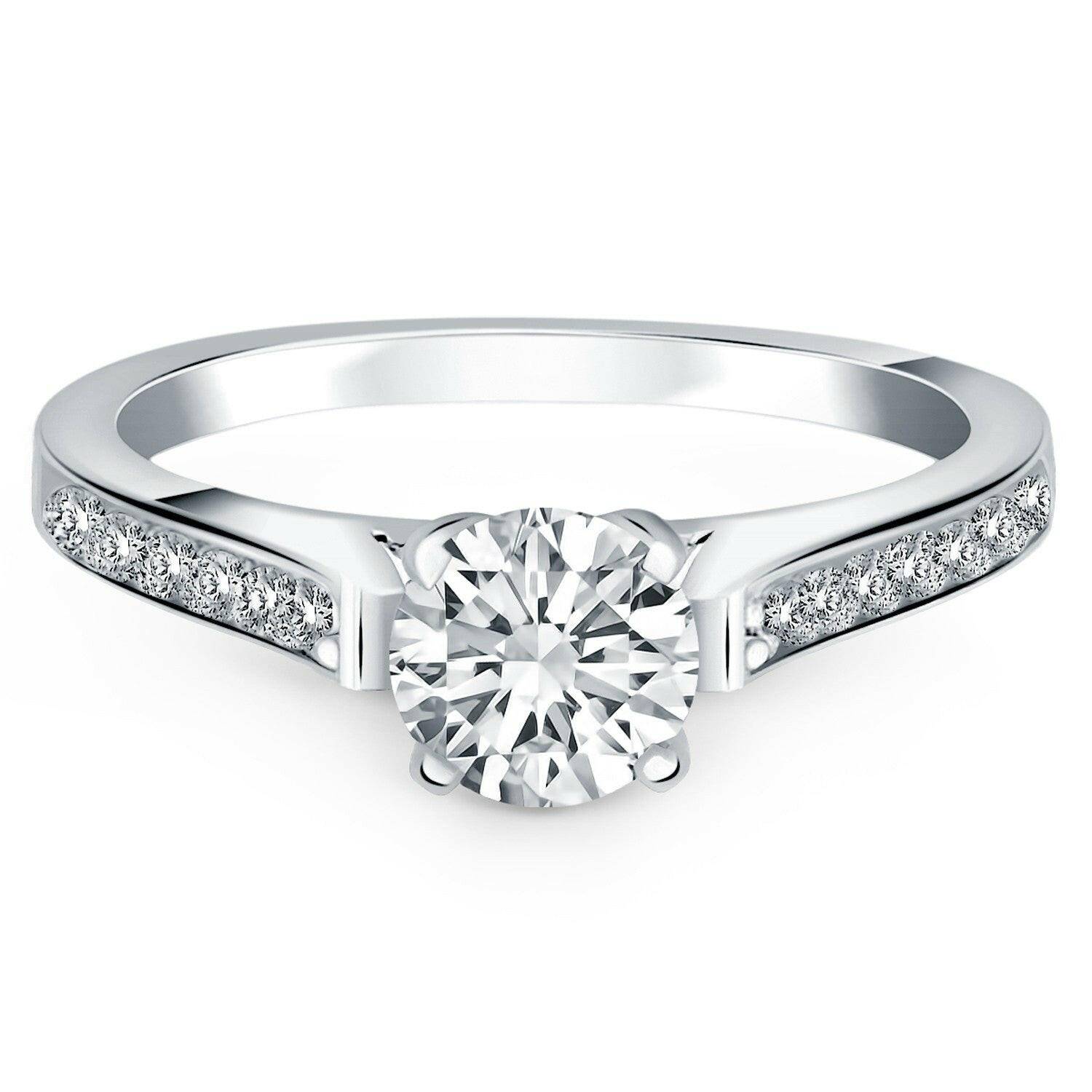 1/2 Carat Round Diamond with Pave Diamonds Classic Cathedral engagement ring