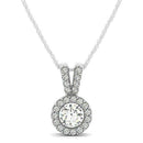 Round Pendant with Split Bail and Diamond Halo in 14k White Gold (3/4 cttw) - Forever in Harmony