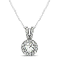 Round Pendant with Split Bail and Diamond Halo in 14k White Gold (3/4 cttw) - Forever in Harmony