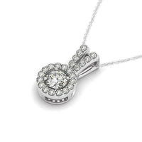 Round Pendant with Split Bail and Diamond Halo in 14k White Gold (3/4 cttw) - Forever in Harmony