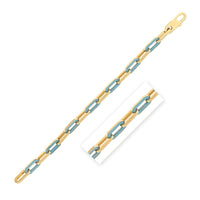 14k Yellow Gold Turquoise Paperclip Gem Link Bracelet (7.00 mm) - Forever in Harmony