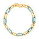 14k Yellow Gold Turquoise Paperclip Gem Link Bracelet (7.00 mm) - Forever in Harmony