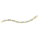 14k Yellow Gold Turquoise Paperclip Gem Link Bracelet (7.00 mm) - Forever in Harmony