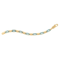 14k Yellow Gold Turquoise Paperclip Gem Link Bracelet (7.00 mm) - Forever in Harmony