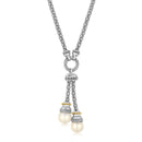 18k Yellow Gold and Sterling Silver Popcorn Style Necklace with Pearl Accents | - Forever in Harmony